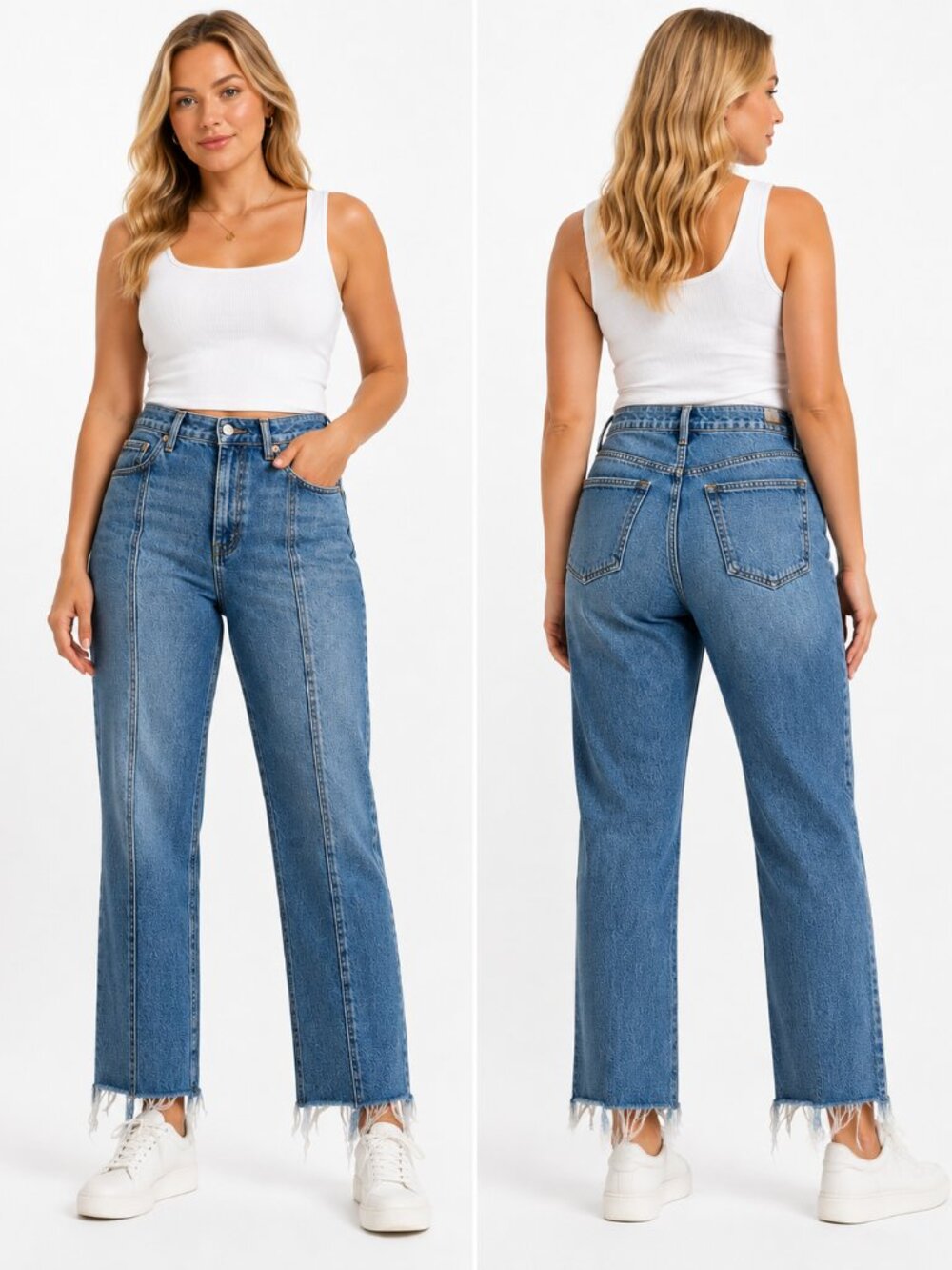 GAP Cheeky Straight High Rise Jeans Women Light Wash Raw Hem Tall Size 28 6T